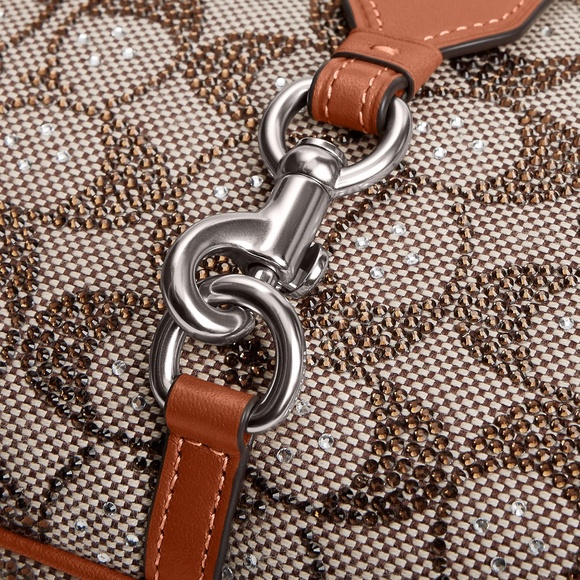 Coach Hamptons Hobo Bag In Crystal Signature Jacquard Purses - Picture 3 of 10